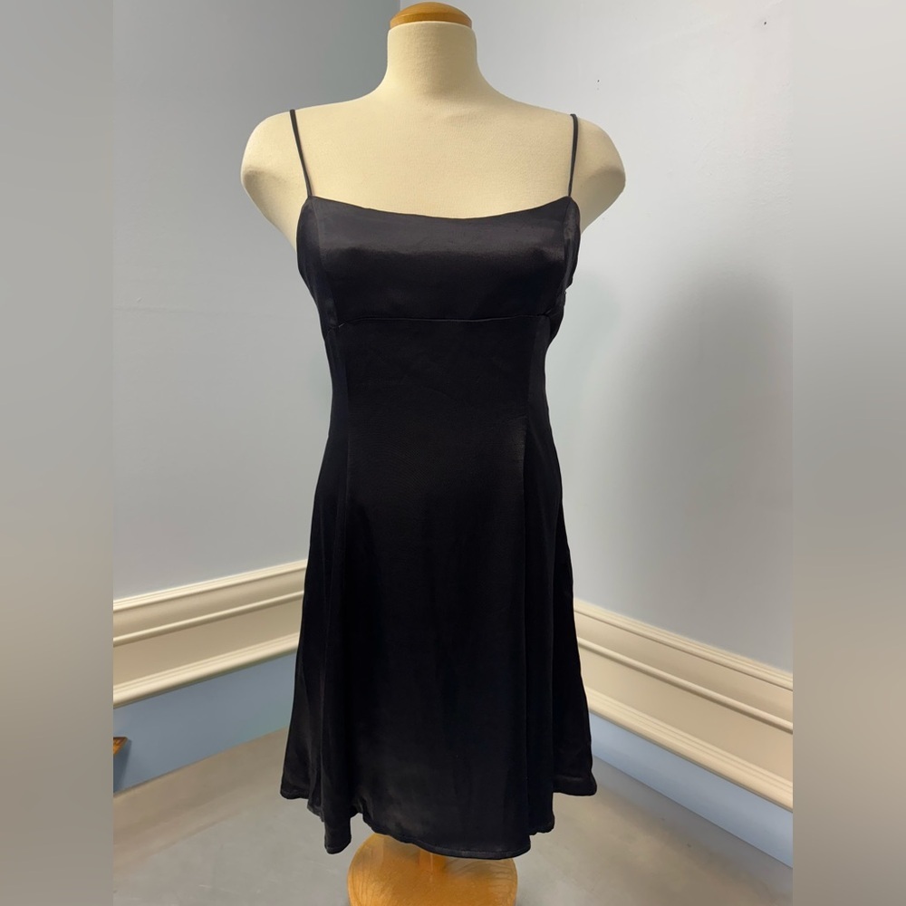 Zara little Black Spaghetti Strap sateen Dress
